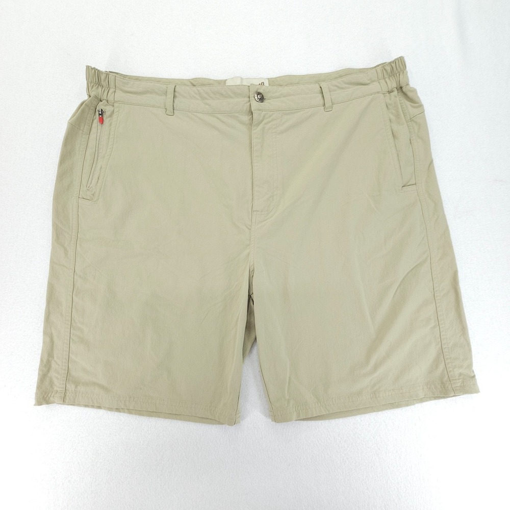Duck Camp Shorts Mens XXL Khaki Stretch Hiking Outdoor Zip Pockets Elastic Waist
